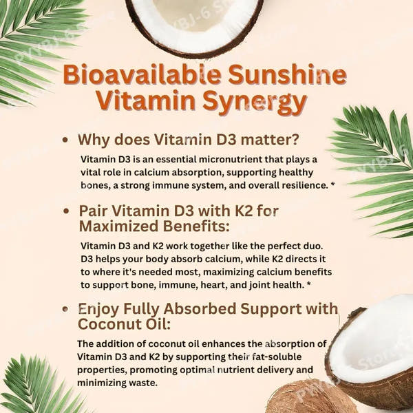 Vitamin D3 & K2 Supplement 10,000 IU Supports Overall Health & Bone Health Non-GMO Gluten Free 300 Softgels for Adult