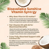 Vitamin D3 & K2 Supplement 10,000 IU Supports Overall Health & Bone Health Non-GMO Gluten Free 300 Softgels for Adult