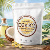 Vitamin D3 & K2 Supplement 10,000 IU Supports Overall Health & Bone Health Non-GMO Gluten Free 300 Softgels for Adult